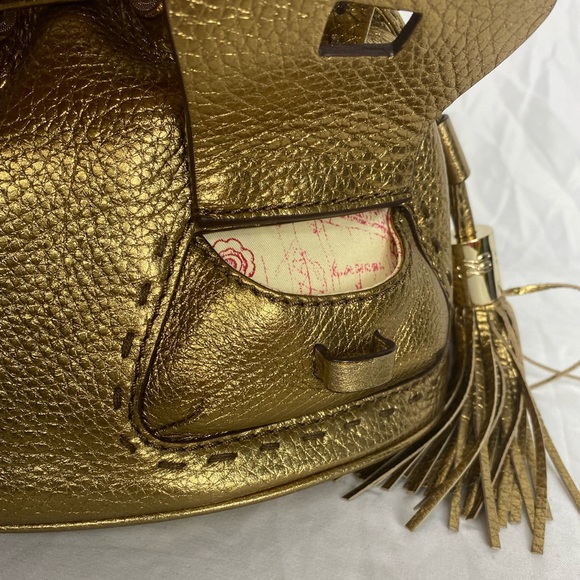 SOLD - Like New RARE Color Lancel Paris Leather Bucket Bag in  Gold - Picture 12 of 16